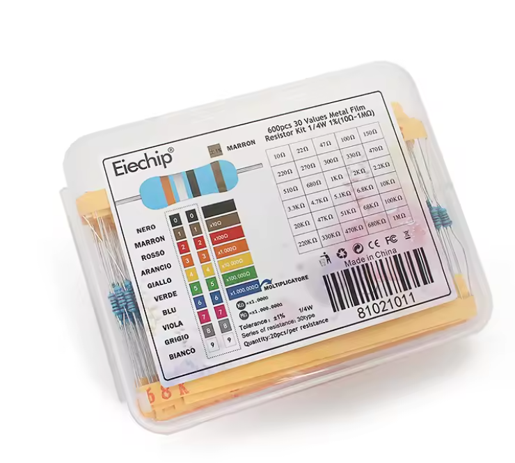Kit de résistances 1/4W – 600 pièces